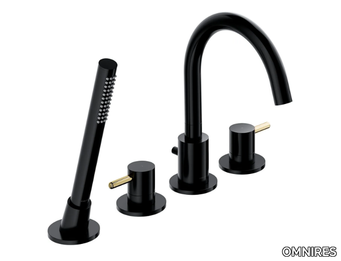 Y Y1232 - Deck mounted 4 hole bathtub tap with hand shower _ OMNIRES