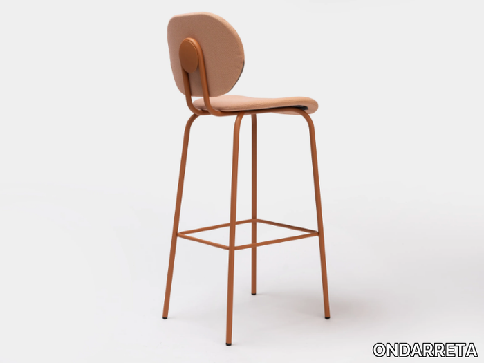 HARI - High steel stool with back with integrated cushion _ ONDARRETA