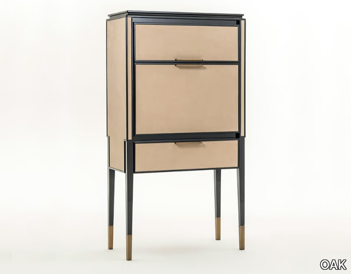 CASTELLO SC5096 - Leather highboard with flap doors _ OAK