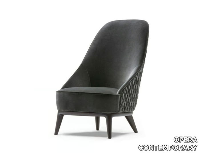 LESLIE - High-back fabric armchair with wooden legs _ OPERA CONTEMPORARY