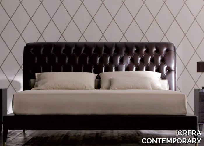 IRIS CLASSIC - Leather double bed with tufted headboard _ OPERA CONTEMPORARY