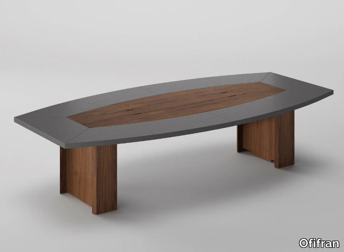 FREEPORT - Wood veneer and leather meeting table _ Ofifran