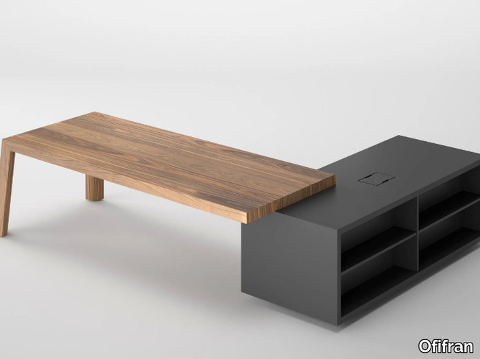 TOLA - Wood veneer executive desk with shelves _ Ofifran