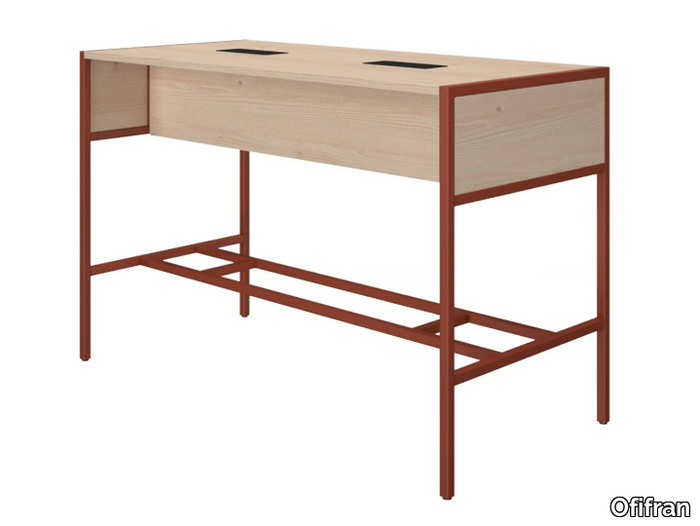 PIEM - Rectangular wood veneer High meeting table _ Ofifran