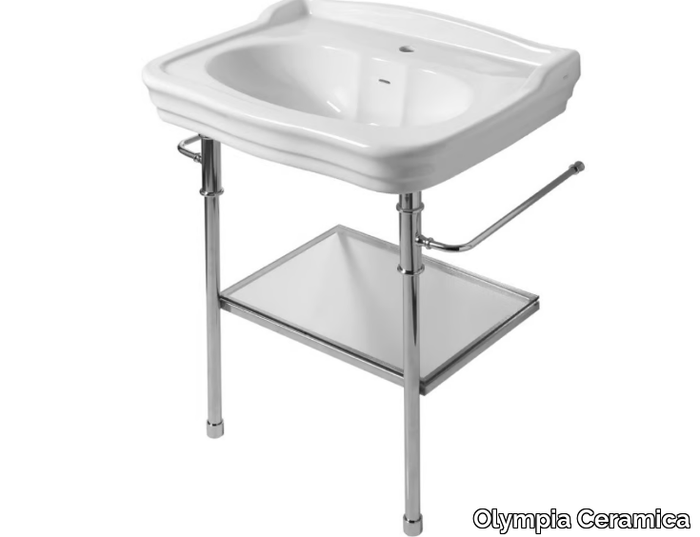 IMPERO - Metal console sink with towel rail _ Olympia Ceramica