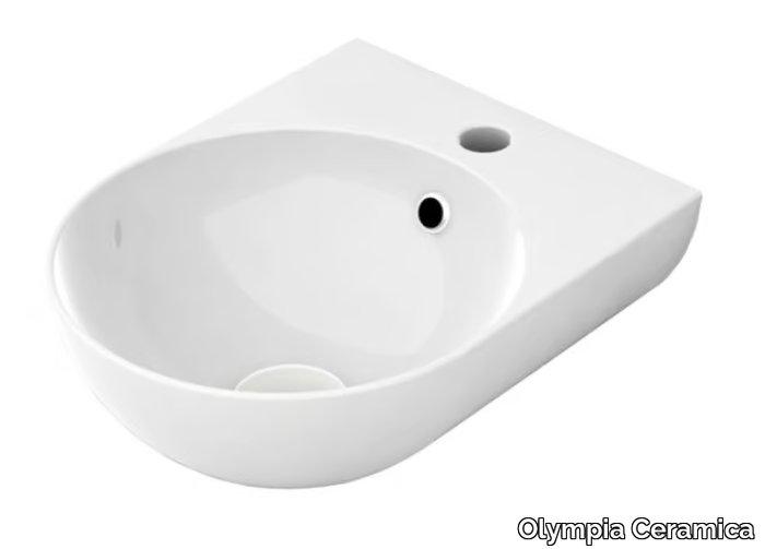 MILADY - Ceramic handrinse basin with overflow round _ Olympia Ceramica