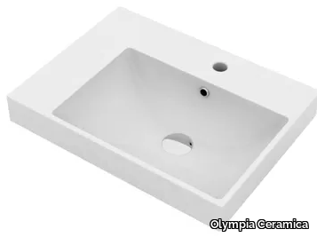 TUTTO EVO - Wall-mounted rectangular ceramic washbasin _ Olympia Ceramica