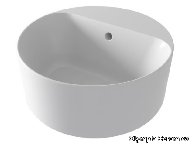 OPEN - Countertop round ceramic washbasin with overflow _ Olympia Ceramica