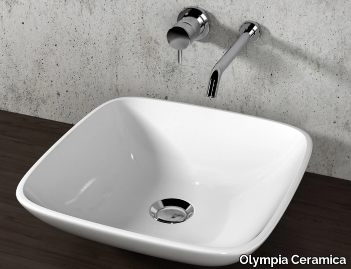 ATENE - Countertop square ceramic washbasin _ Olympia Ceramica