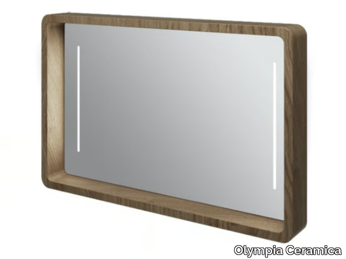 MY BAG - Framed wall-mounted mirror with integrated lighting _ Olympia Ceramica