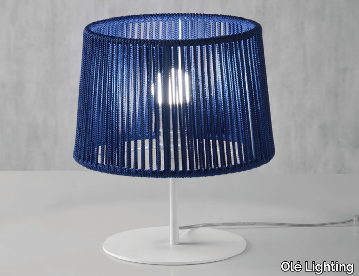 DRUM - Handmade LED table lamp in rope and metal _ Olé Lighting