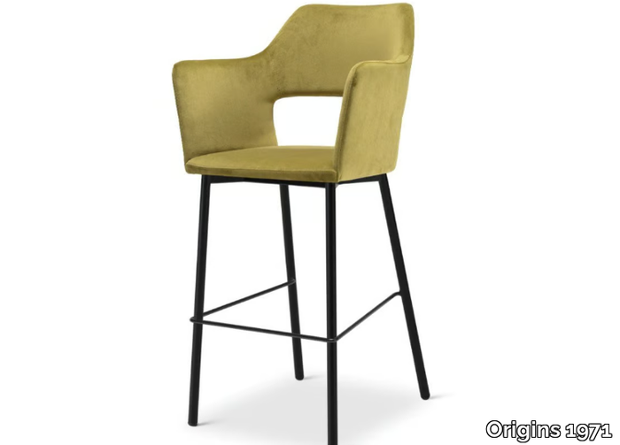 EDITH 717 - High upholstered velvet stool with armrests _ Origins 1971