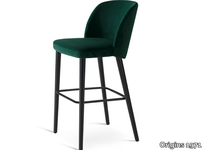 BOLD 558 - High velvet stool with back _ Origins 1971