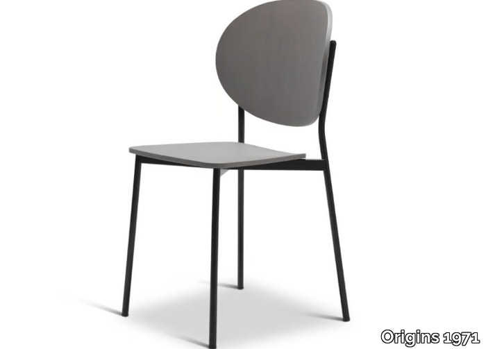 COCO METAL 354-M - Stackable steel chair with beech seat _ Origins 1971