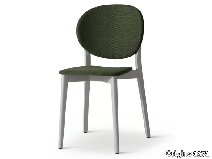 DAME 364 - Stackable chair in beech with fabric upholstery _ Origins 1971