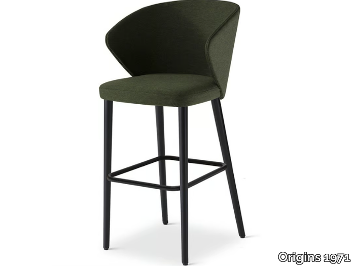 ELLIS 649 - High upholstered fabric stool with back _ Origins 1971