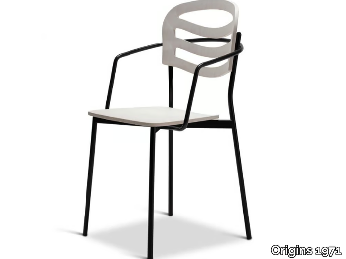 FARAH METAL 312-M - Stackable steel chair with armrests open back _ Origins 1971