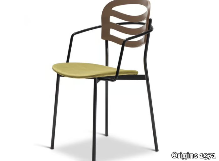 FARAH METAL 314-M - Stackable steel chair with armrests open back _ Origins 1971