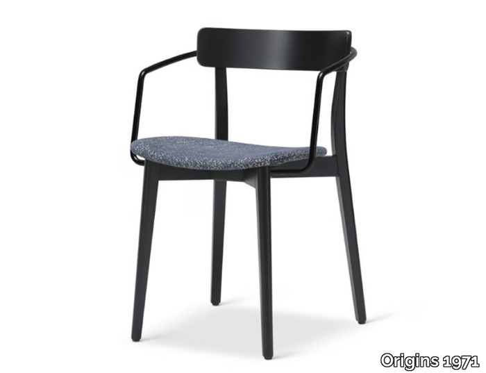 KAT 305 - Stackable beech chair with armrests with integrated cushion _ Origins 1971