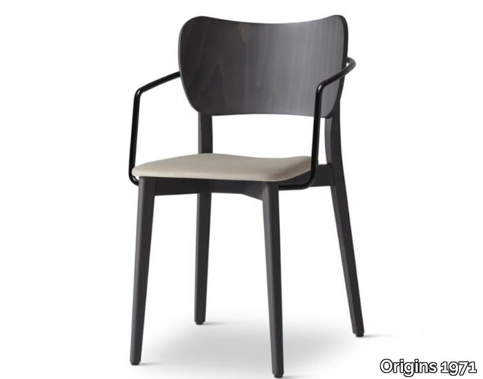 RAMI 340 - Stackable beech chair with integrated cushion _ Origins 1971