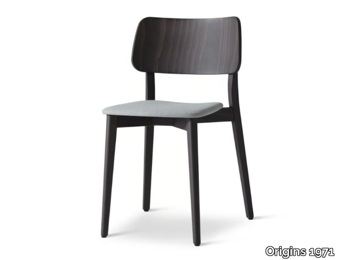 TULA 319 - Stackable beech chair with integrated cushion _ Origins 1971