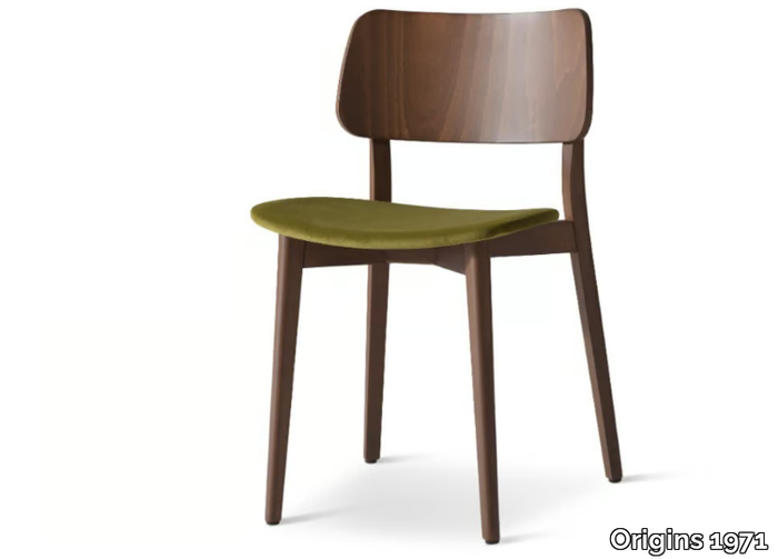 TULA 320 - Stackable beech chair with integrated cushion _ Origins 1971