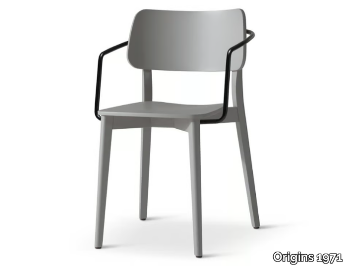 TULA 321 - Stackable beech chair with armrests _ Origins 1971