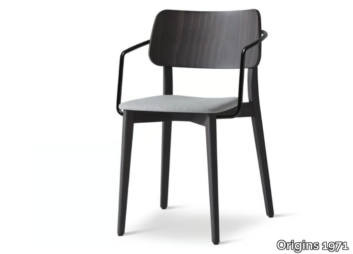 TULA 322 - Stackable beech chair with integrated cushion _ Origins 1971