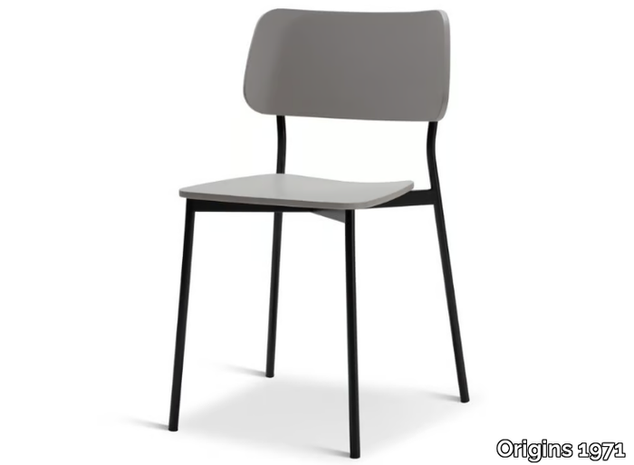 TULA METAL 318-M - Stackable steel chair with seat and back in beech _ Origins 1971