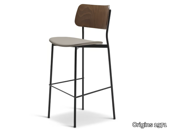 TULA METAL 326-M - High steel stool with back _ Origins 1971