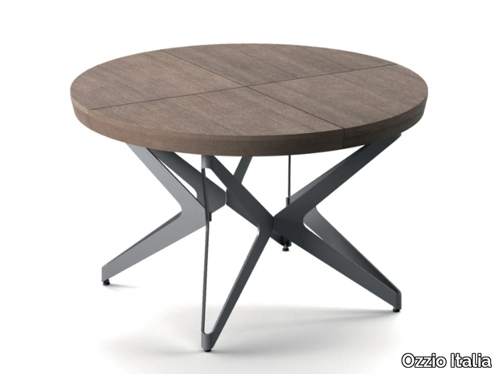 BIG ROUND - Extending round steel and wood table _ Ozzio Italia