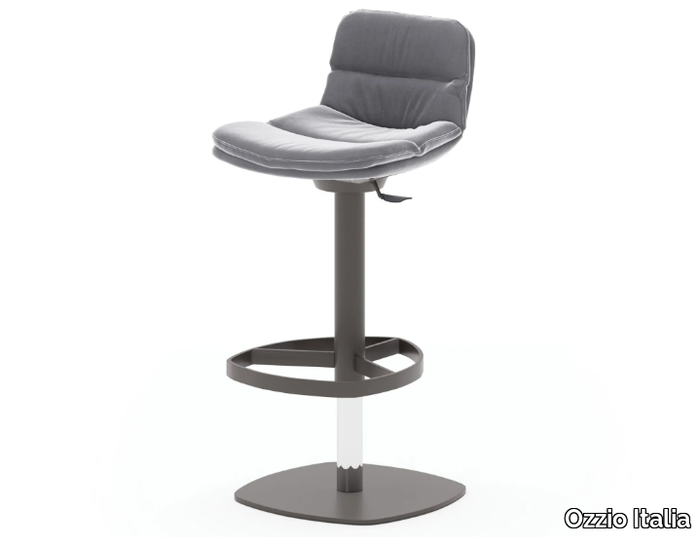 MARLON - High stool in leather and metal with footrest _ Ozzio Italia