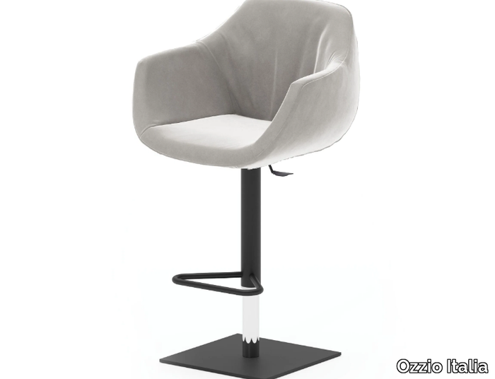 NEMO - Upholstered leather stool with gas lift _ Ozzio Italia