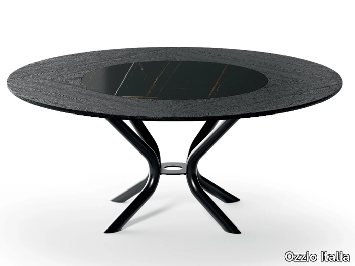 PIVOT - Round table with Lazy Susan _ Ozzio Italia