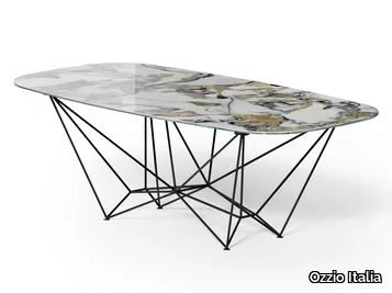 FIL8 FISSO - Oval ceramic table _ Ozzio Italia