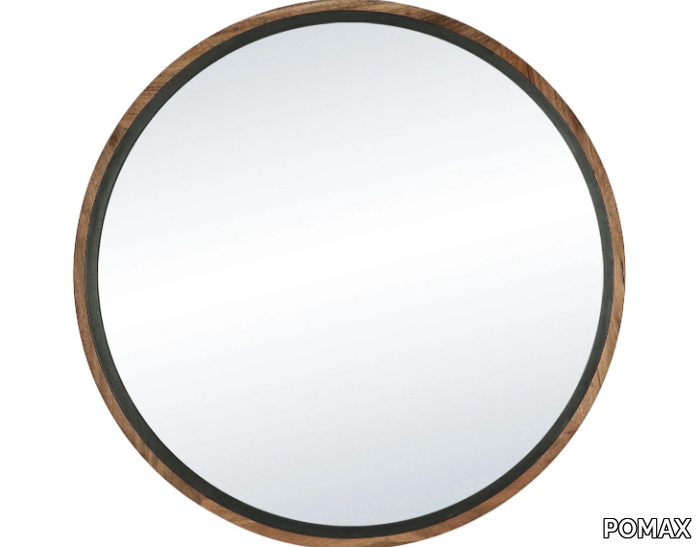 GRAMM - Wall-mounted framed round acacia mirror _ POMAX