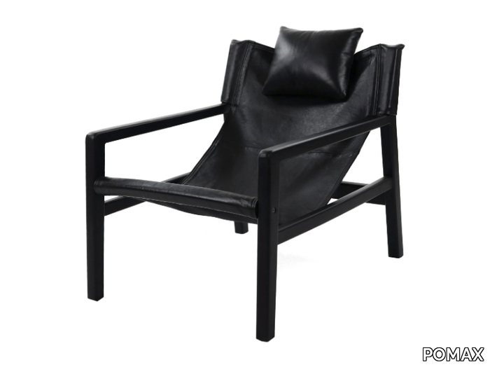 SIESTA - Leather armchair with armrests with headrest _ POMAX