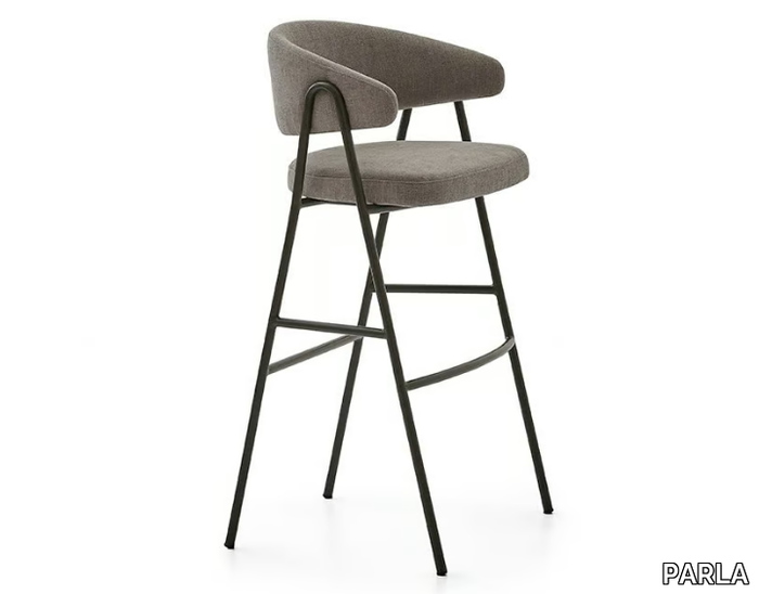 CHIA - Upholstered fabric barstool with armrests _ PARLA