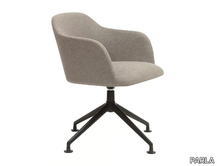 MOD S - Swivel with 4-spoke base fabric chair with armrests _ PARLA