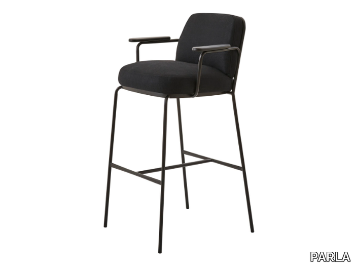 PALM COMPACT COMFORT A - Upholstered high painted metal stool with armrests _ PARLA