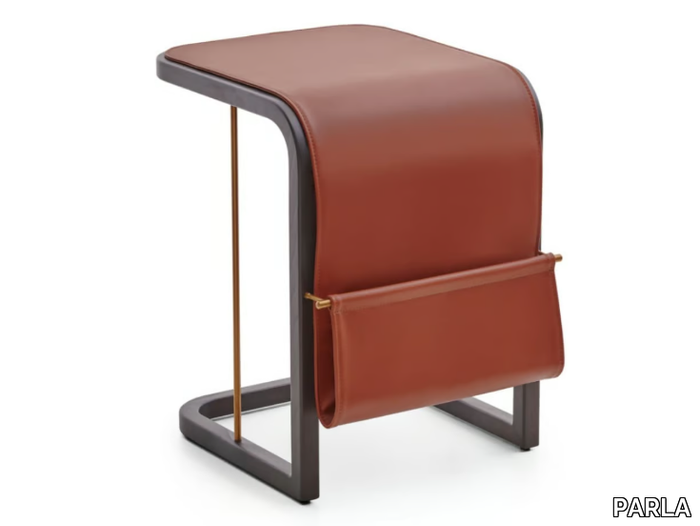 FLENTO - Leather high side table with integrated magazine rack _ PARLA