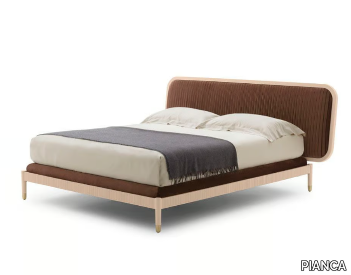 AMANTE PLISSÉ - Wooden double bed with upholstered headboard _ PIANCA