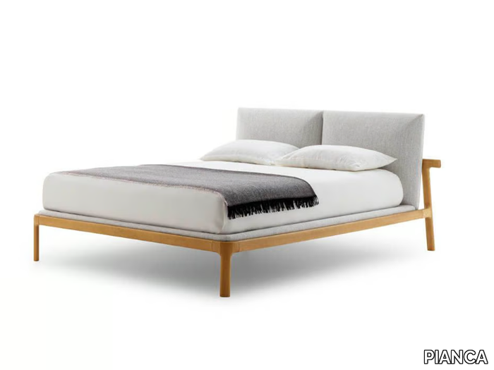 FUSHIMI - Ash double bed with upholstered headboard _ PIANCA