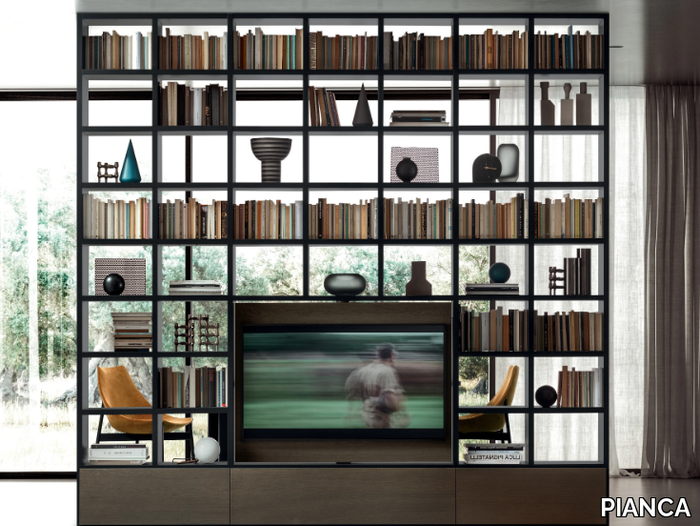 SPAZIOTECA - Sectional bookcase with TV stand _ PIANCA