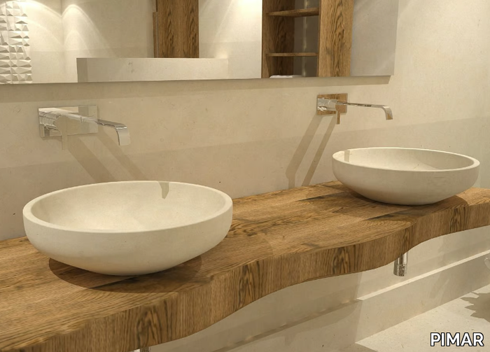 L21 - Countertop round lecce stone washbasin _ PIMAR