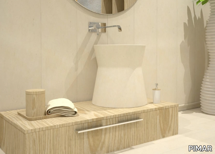 L3 - Wall-mounted lecce stone washbasin _ PIMAR