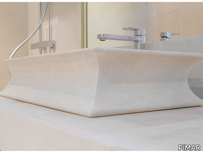 L6 - Countertop rectangular lecce stone washbasin _ PIMAR