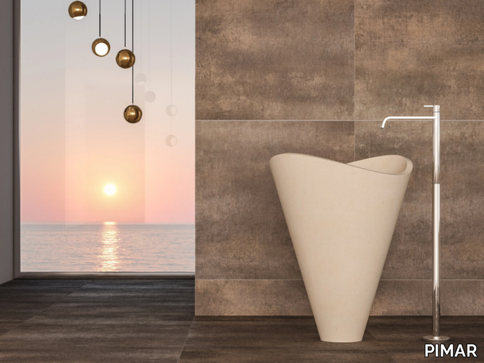 LIBECCIO - Freestanding oval lecce stone washbasin _ PIMAR