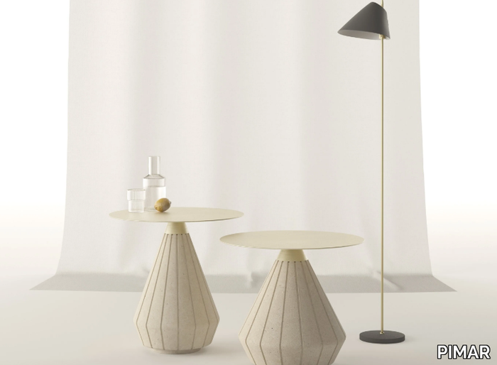 RIGO - Natural stone coffee table for living room with metal top _ PIMAR