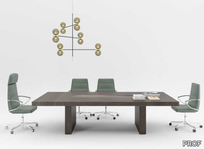 BLOCK 2.0 - Modular rectangular wooden meeting table with cable management _ PROF